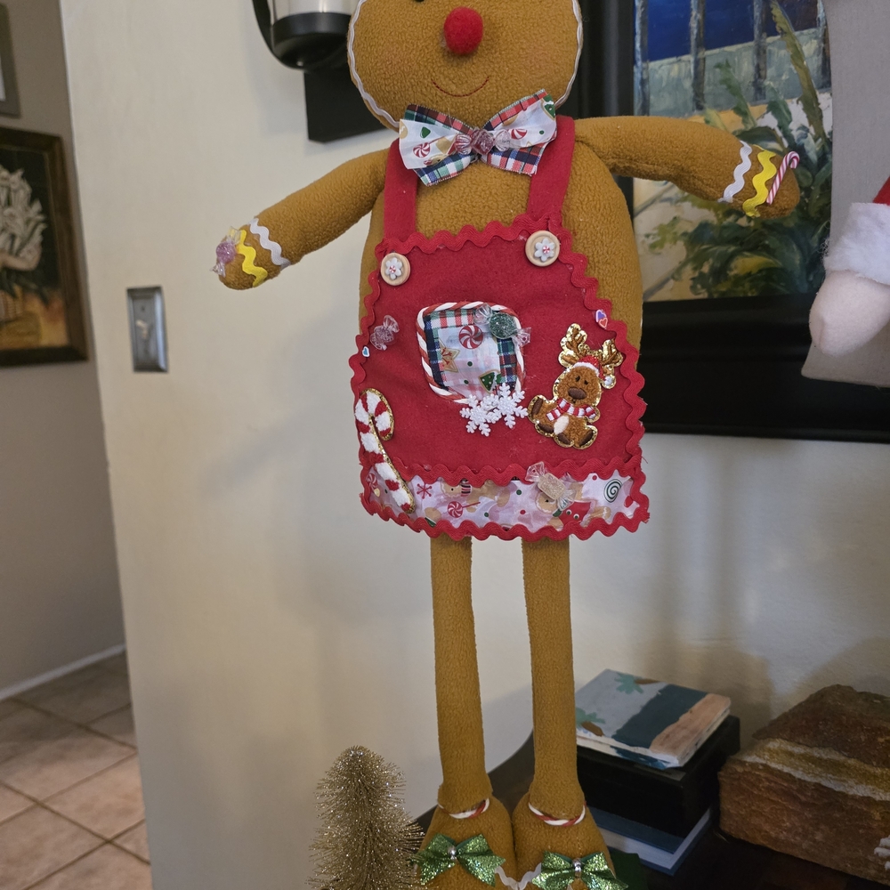 Artisan Gingerbread Plush with Red Apron